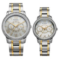 Titan 100022778BM01 Royal Bandhan Quartz Analog Watch Set with White Dial, Day and Date Display and Two-Tone Metal Straps for Couples