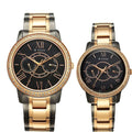 Titan 100022778KM01 Royal Bandhan Quartz Analog Watch Set with Black Dial, Day and Date Display and Two-Tone Stainless Steel Straps for Couples 42.2mm and 34.2mm