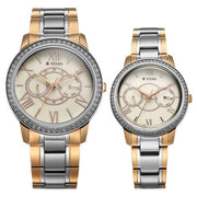 Titan 100022778KM02 Royal Bandhan couple watch with pink dial and two toned strap, primary product view
