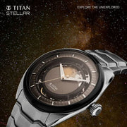 Titan 10011KM01 Plaster Brown dial watch with Silver Stainless Steel strap, official product gallery image 2