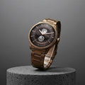 Titan 10050QM01 Stellar Quartz Analog Watch with Dual Moon Phase, Brown Dial and Bronze Stainless Steel Strap for Men 43mm