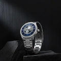 Titan 10050SM01 Stellar Quartz Analog Watch with Dual Moon Phase, Blue Dial and Silver Stainless Steel Strap for Men 43mm