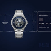 Titan 10050SM01 Stellar watch with quartz blue dial silver strap, official product gallery image 4