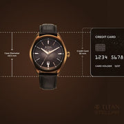 Titan 10051QL01 Stellar Starlight watch with automatic brown dial brown strap, official product gallery image 4