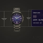 Titan 10051QM01 Stellar Starlight watch with automatic violet dial dark gun strap, official product gallery image 4