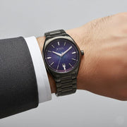 Titan 10051QM01 Stellar Starlight watch with automatic violet dial dark gun strap, official product gallery image 8