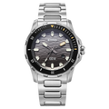 Titan 10067KM01 Zero Hour Diver's Quartz Analog Watch with Black Dial and Silver Stainless Steel Strap for Men 41mm