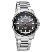 Titan 10067KM01 Zero Hour Diver's watch with quartz black dial silver strap, official product gallery image 2