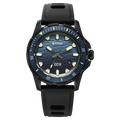 Titan 10067KP02 Zero Hour Diver's Quartz Analog Watch with Blue Dial and Black FKM Strap for Men 41mm