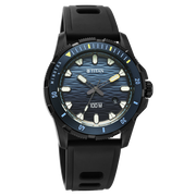 Titan 10067KP02 Zero Hour Diver's watch with quartz blue dial black strap, official product gallery image 2