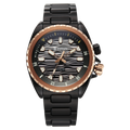 Titan 10068KM02 Zero Hour Diver's Quartz Analog Watch with Black Dial and Black Stainless Steel Strap for Men 42mm