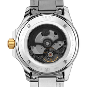 Titan 10076BM04 men's Vetra automatic watch with white dial and multicoloured stainless steel strap, exhibition caseback showing the automatic movement