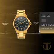 Titan 10076YM02 men's Vetra automatic watch with green dial and golden stainless steel strap, case dimensions graphic