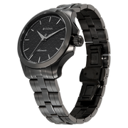 Titan 10077QM01 men's Vetra automatic watch with slate grey dial and grey stainless steel strap, bracelet or strap and case detail