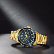 Titan 1688KM05 Blue dial watch with Gold-Tone Stainless Steel strap, official product gallery image 1