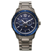 Titan 1688KM07 Blue dial watch with Dark Grey Stainless Steel strap, official product gallery image 2