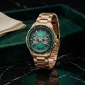 Titan 1688KM11 Regalia Opulent Quartz Analog Multifunction Watch with Green Panda Dial and Carnation-Tone Strap for Men 43mm