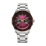 Titan 1688KM12 Regalia Opulent watch with quartz burgundy panda dial silver strap, official product gallery image 2