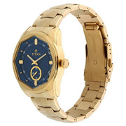 Titan 1749YM01 Blue dial watch with Gold Stainless Steel strap, official product gallery image 2