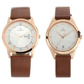 Titan 17742565WL01 Bandhan Quartz Analog Couple Watch Set with Day and Date, Silver Dials and Brown Leather Straps 40.4mm & 32.4mm
