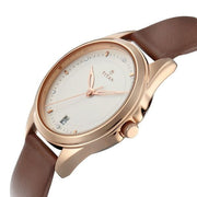 Titan 17742565WL01 couple watch set with silver dials and brown leather straps, official gallery image 3