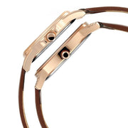 Titan 17742565WL01 couple watch set with silver dials and brown leather straps, official gallery image 4