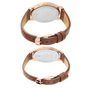 Titan 17742565WL01 couple watch set with silver dials and brown leather straps, official gallery image 5