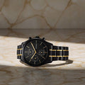 Titan 1805KM06 Quartz Analog Watch with Black Dial and Black Stainless Steel Strap with Gold-Tone Accents for Men 42mm