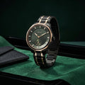 Titan 1829KM09 Regalia Opulent Analog Watch with Green Dial and Rose Gold and Black Bimetal Strap for Men 49mm