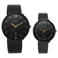 Titan 18492651NM01 Bandhan Quartz Analog Watch Set with Black Dial, Date Display and Stainless Steel Straps for Couples 41mm and 35mm