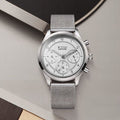 Titan 1874SM01 Sapphire Multifunction Quartz Analog Watch with White Dial and Silver Stainless Steel Strap for Men 40mm