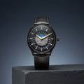 Titan 1890NL01 Stellar Quartz Analog Watch with Earth Disc, Grey Dial and Grey Leather Strap for Men 47.5mm