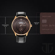 Titan 1890WL01 Quartet watch with brown dial and black leather strap, official gallery image 3