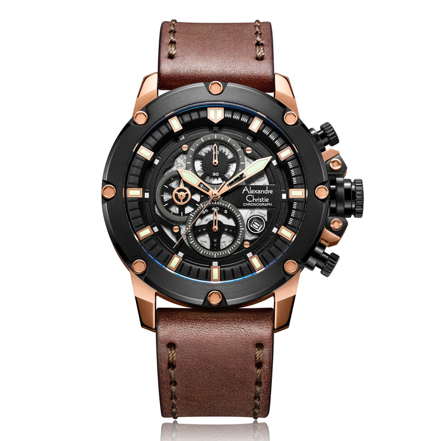 Alexandre Christie 6564MCLBRBA Men's Chronograph Quartz Watch 46mm