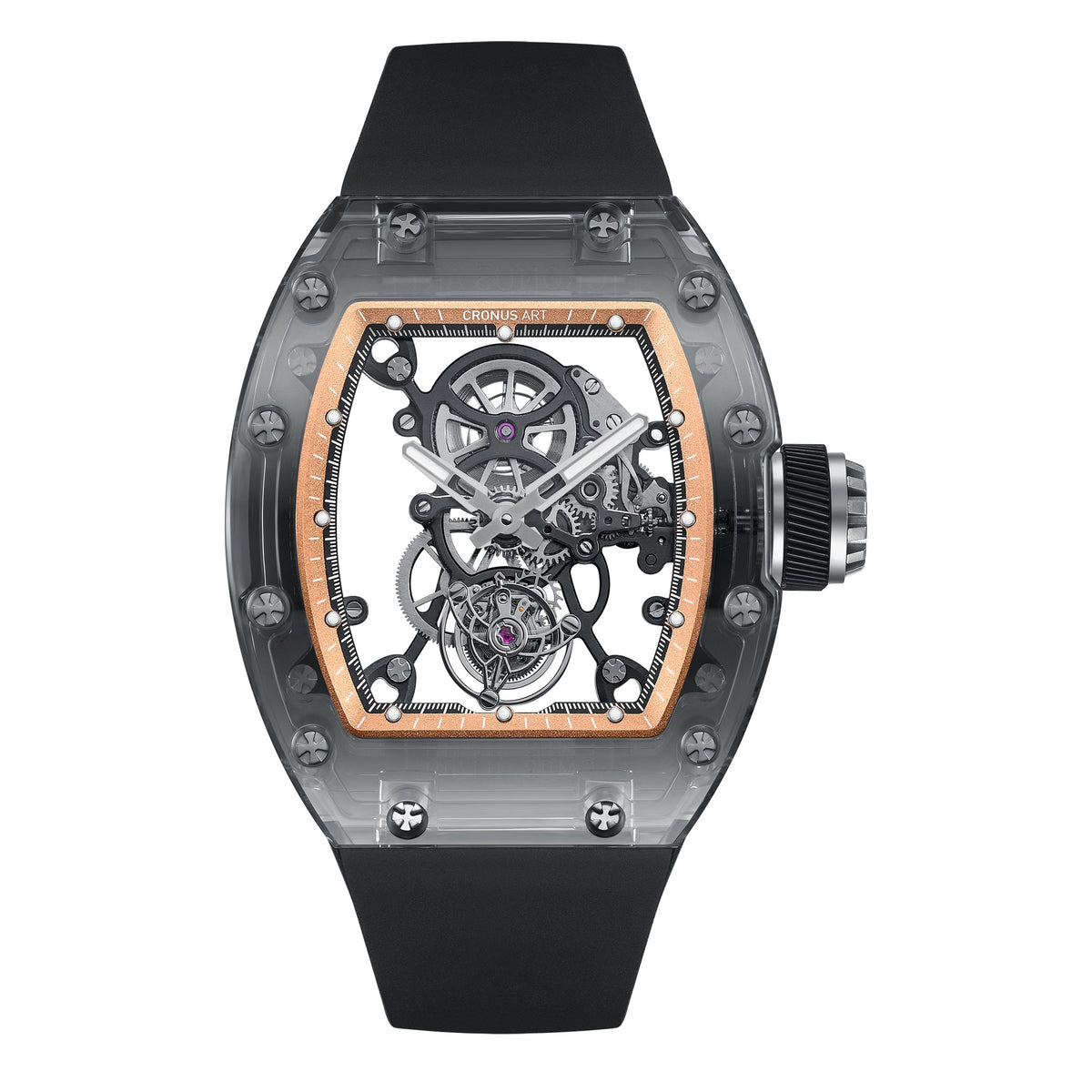 CM08-029 Men's Crystal Case Tourbillon Watch 42mm