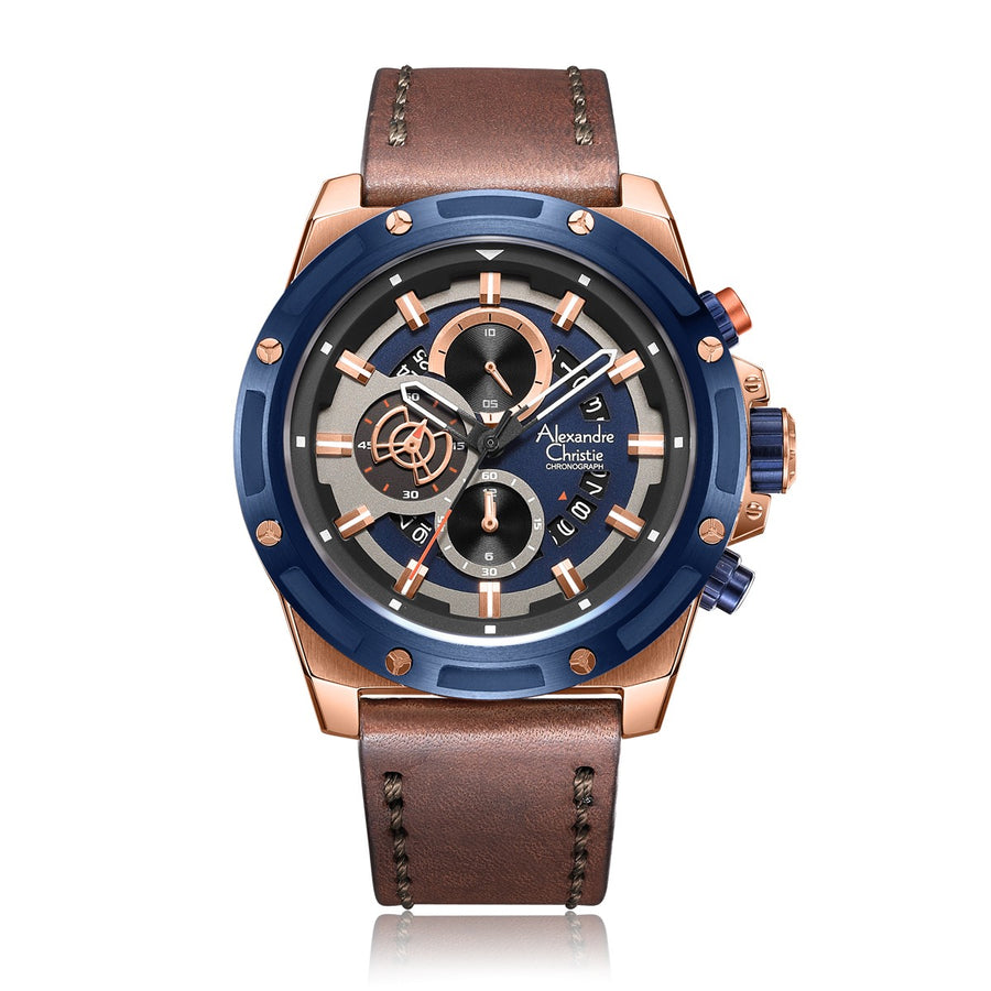 Alexandre Christie 6506MCLURBU Men's Chronograph Quartz Watch 47mm