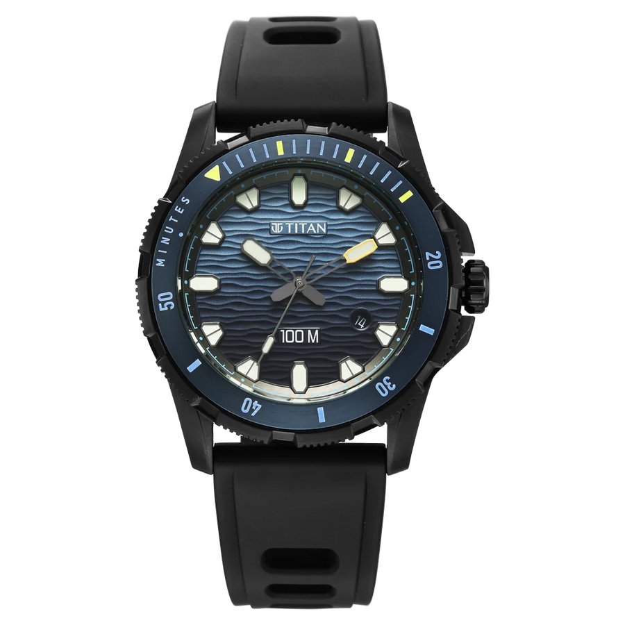 Titan 10067KP02 Zero Hour Diver's Men 3 Hands w/ Date Quartz Watch 41mm