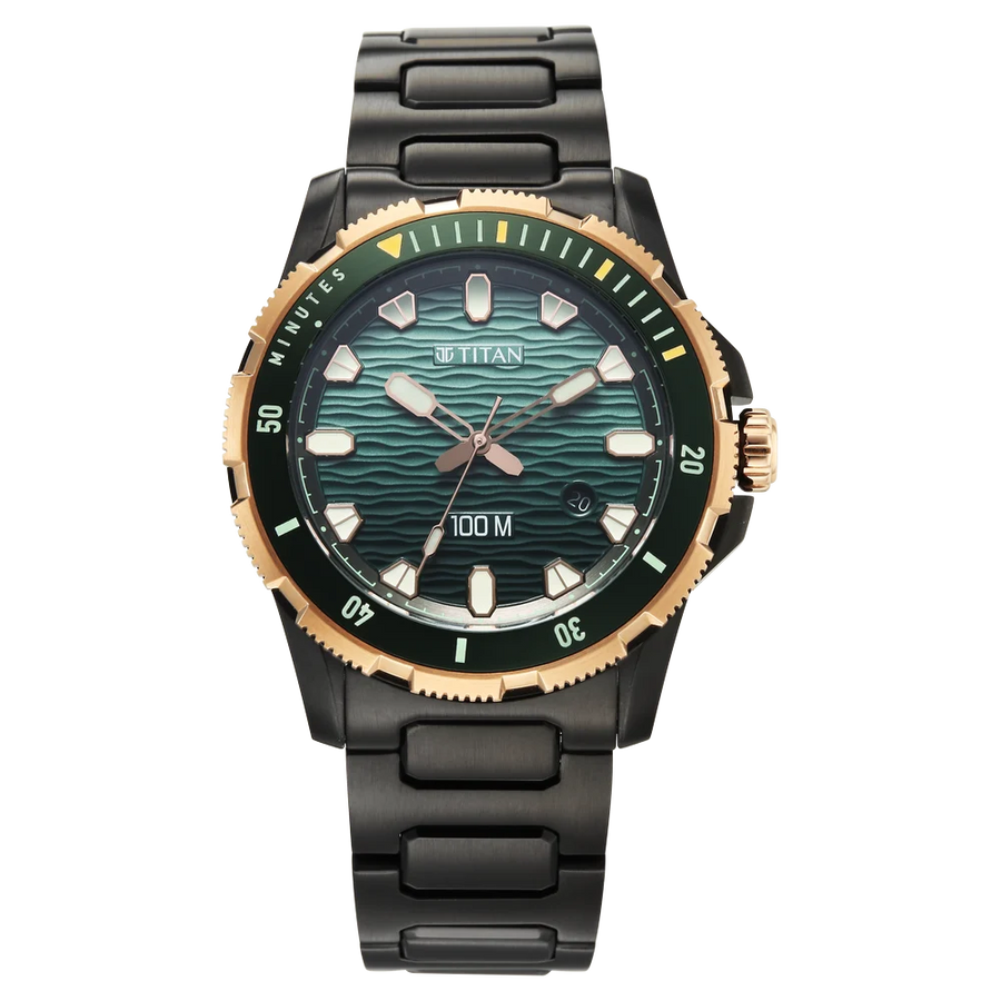 Titan 10067KM02 Zero Hour Diver's Men 3 Hands w/ Date Quartz Watch 41mm