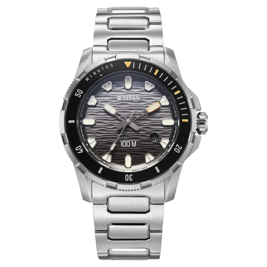 Titan 10067KM01 Zero Hour Diver's Men 3 Hands w/ Date Quartz Watch 41mm
