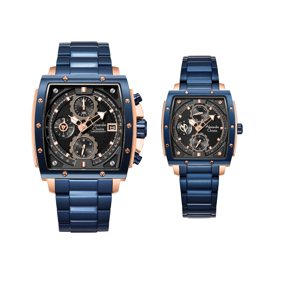 Alexandre Christie 6376MCBFURBA Couple's Chronograph Quartz Watch 44+35mm