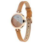 Titan 2606WL01 women's watch with tan strap and round case
