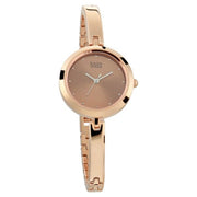 Titan 2606WM05 close view of the rose gold dial and metal bracelet