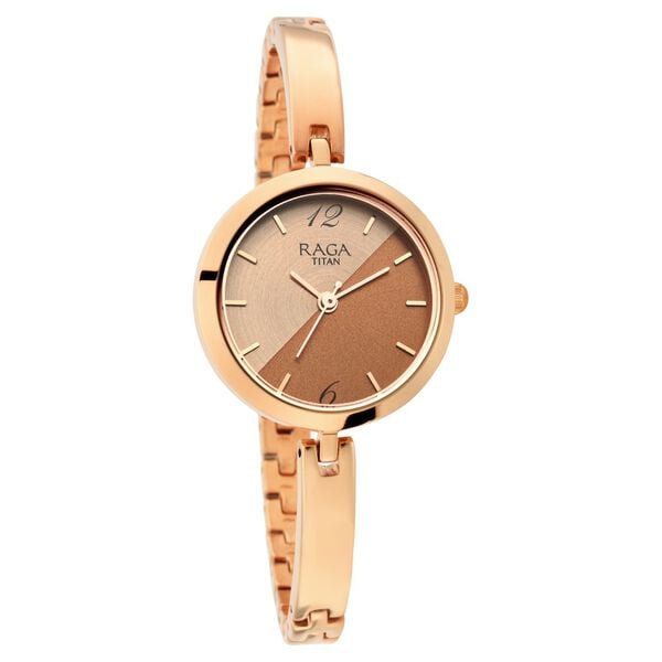 Titan 2606WM07 Raga Viva Quartz Analog Watch with Bicolour Dial and Rose Gold Metal Strap for Women 28mm