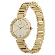 Titan 2608YM01 Raga Viva women's watch with champagne dial and golden metal strap, dial and strap view