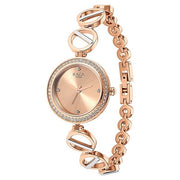 Titan 2643KM01 Raga Viva women's watch with rose gold dial and two toned metal strap, dial and strap view