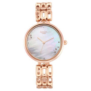 Titan 2659WM01 Raga watch front view showing the mother of pearl dial and bracelet