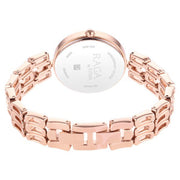 Titan 2659WM01 Raga watch caseback and rose gold metal bracelet view