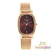 Titan 2665WM01 women's watch with brown dial and rose gold stainless steel strap
