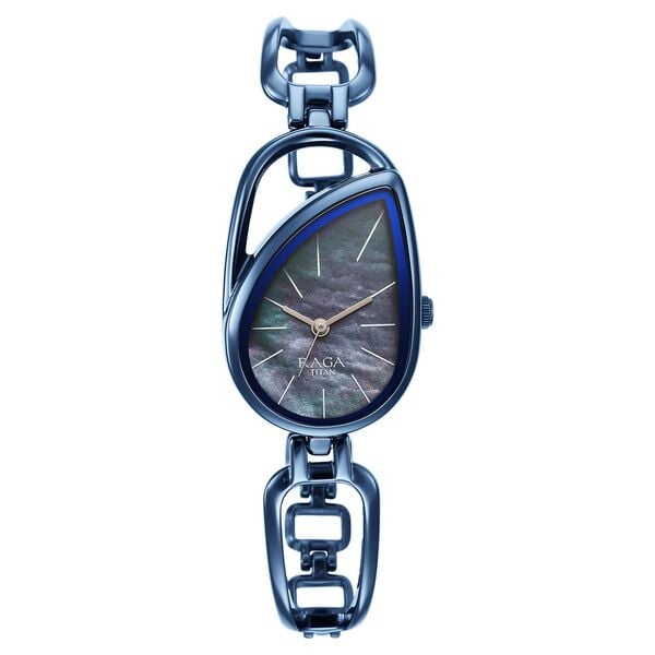 Titan 2688QM02 Raga Chic Quartz Analog Watch with Blue Dial and Blue Metal Strap for Women 23.7mm