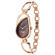 Titan 2688WM01 Raga Chic women's watch with brown dial and rose gold metal strap, dial and strap view